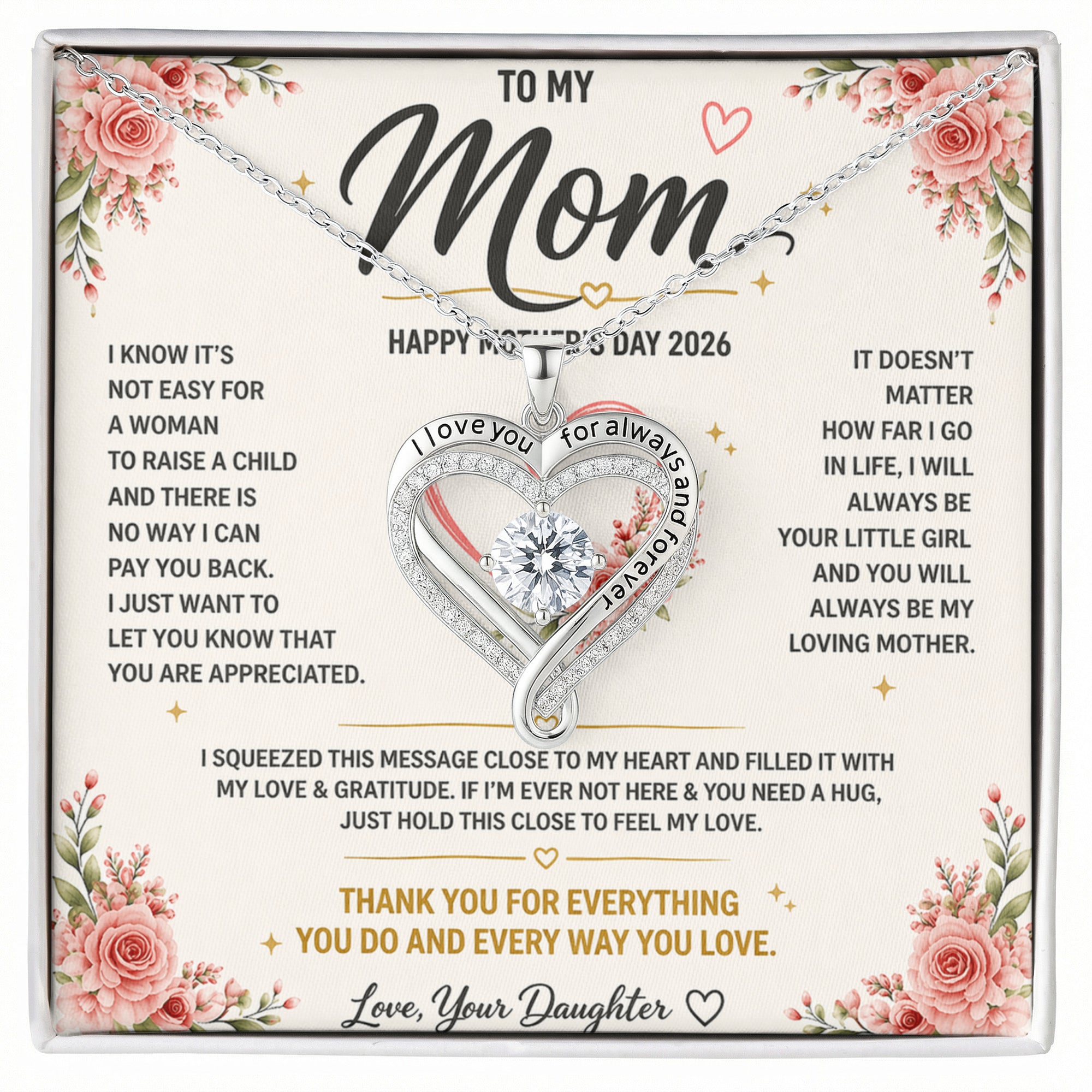 Love You Always Necklace For Mom - From Daughter - Mother's Day 2026