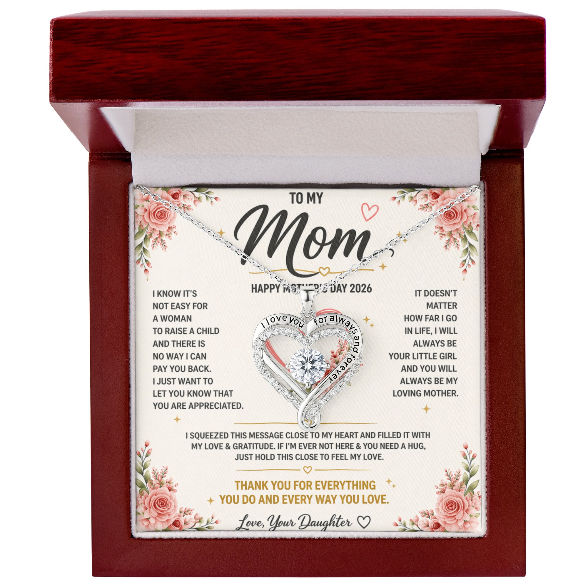 Love You Always Necklace For Mom - From Daughter - Mother's Day 2026