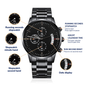 Engraved Watch for Husband – "I Love You to the End of Time" – Black Chronograph Gift from Wife for Anniversary, Christmas, Birthday