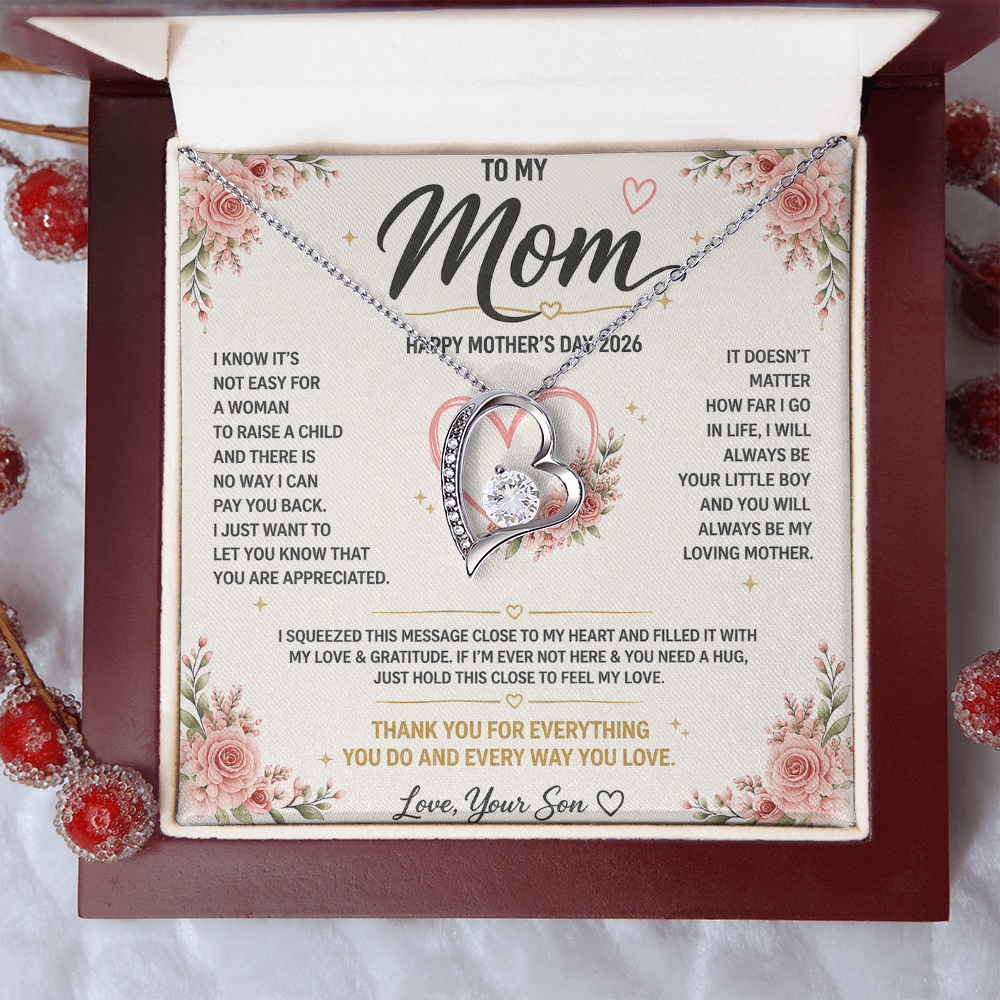 Customizable LED Necklace Gift Set for Mom | Mother's Day Heart Necklace