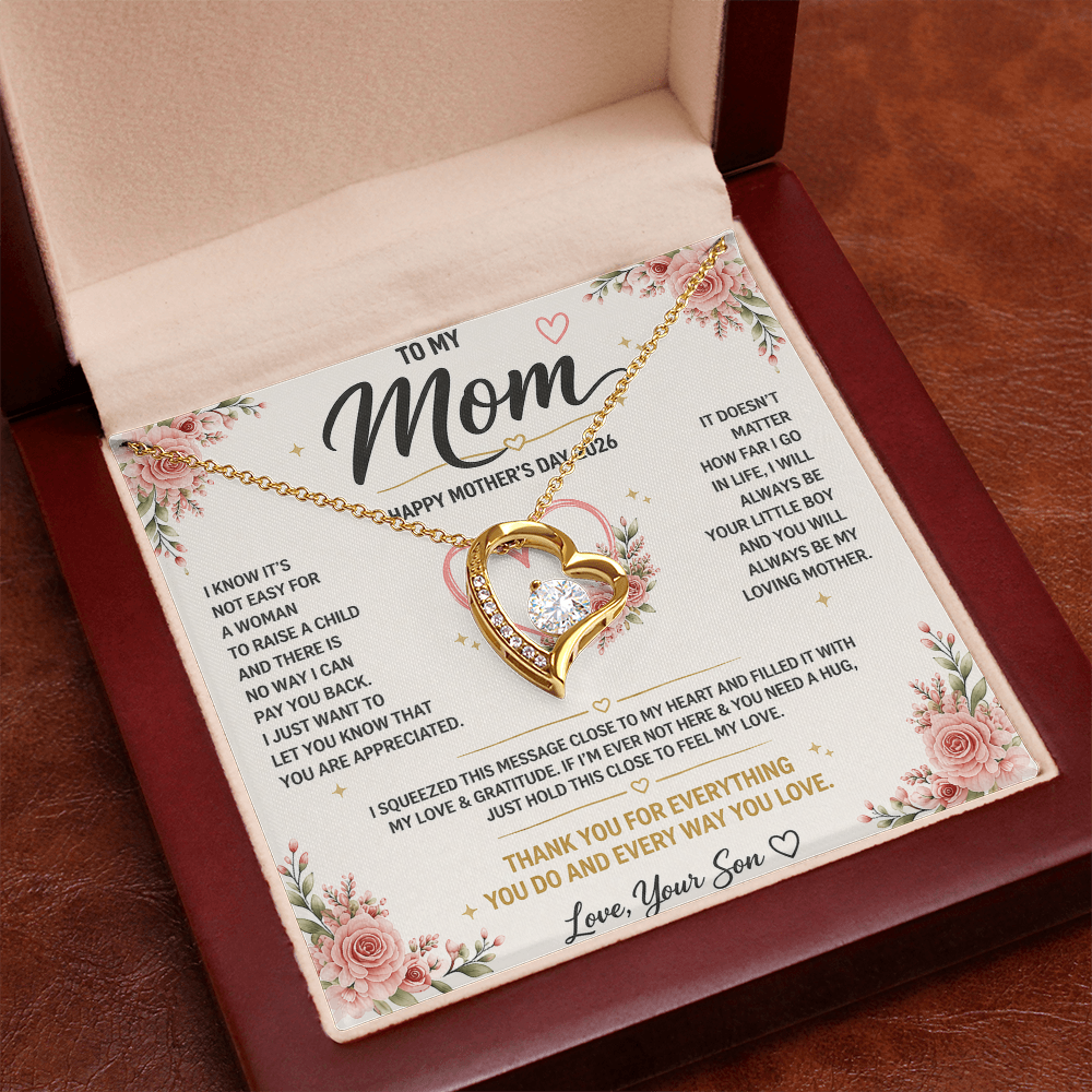 Customizable LED Necklace Gift Set for Mom | Mother's Day Heart Necklace