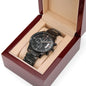 Engraved Watch for Husband – "I Love You to the End of Time" – Black Chronograph Gift from Wife for Anniversary, Christmas, Birthday