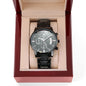 Engraved Watch for Son from Dad – "I Love You to the End of Time" – Black Chronograph Gift for Graduation, Christmas, Birthday