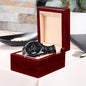 Engraved Watch for Husband – "I Love You to the End of Time" – Black Chronograph Gift from Wife for Anniversary, Christmas, Birthday