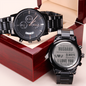 Engraved Watch for Husband – "I Love You to the End of Time" – Black Chronograph Gift from Wife for Anniversary, Christmas, Birthday