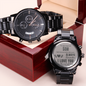 Engraved Watch for Son from Dad – "I Love You to the End of Time" – Black Chronograph Gift for Graduation, Christmas, Birthday