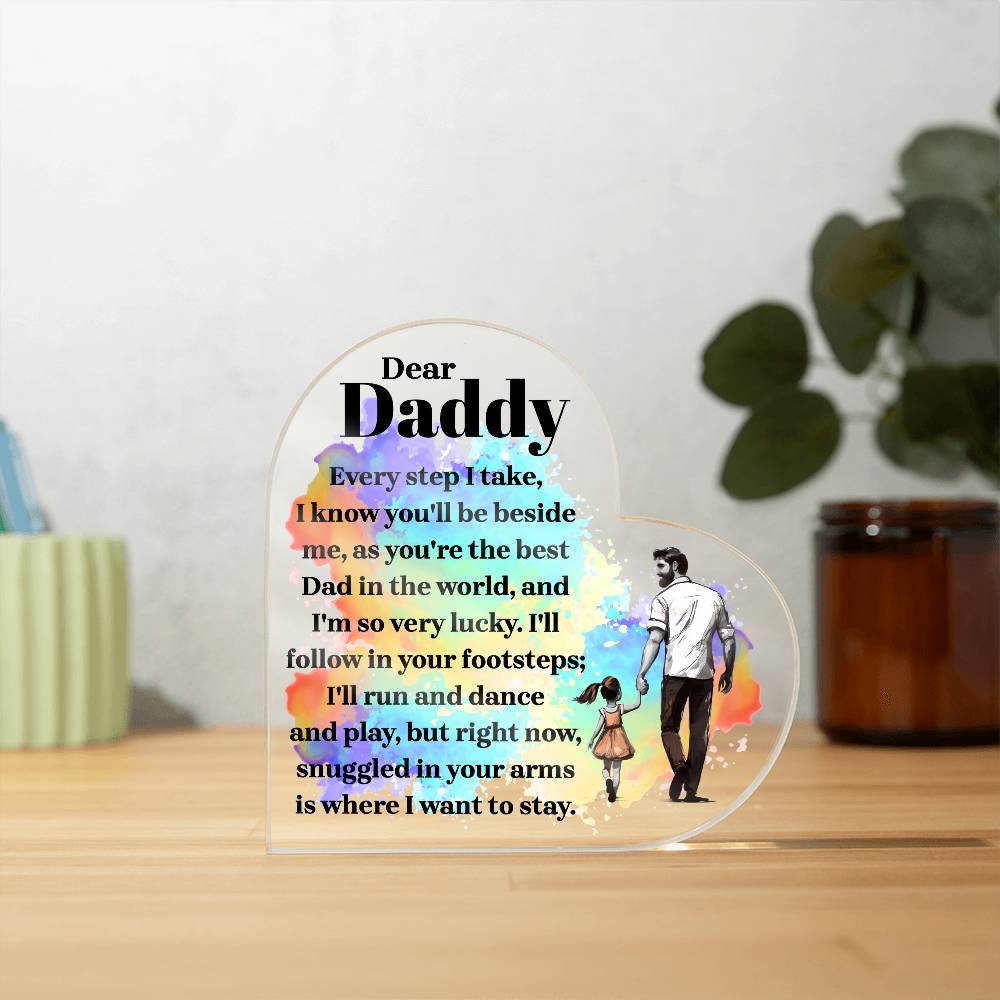 Dear Dad heart shape acrylic -