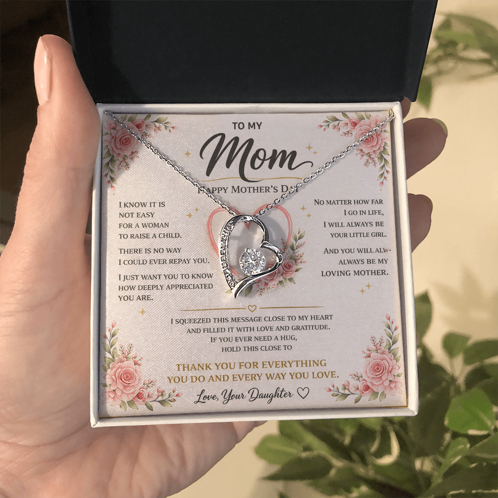 Customizable LED Necklace Gift Set for Mom | Mother's Day Heart Necklace