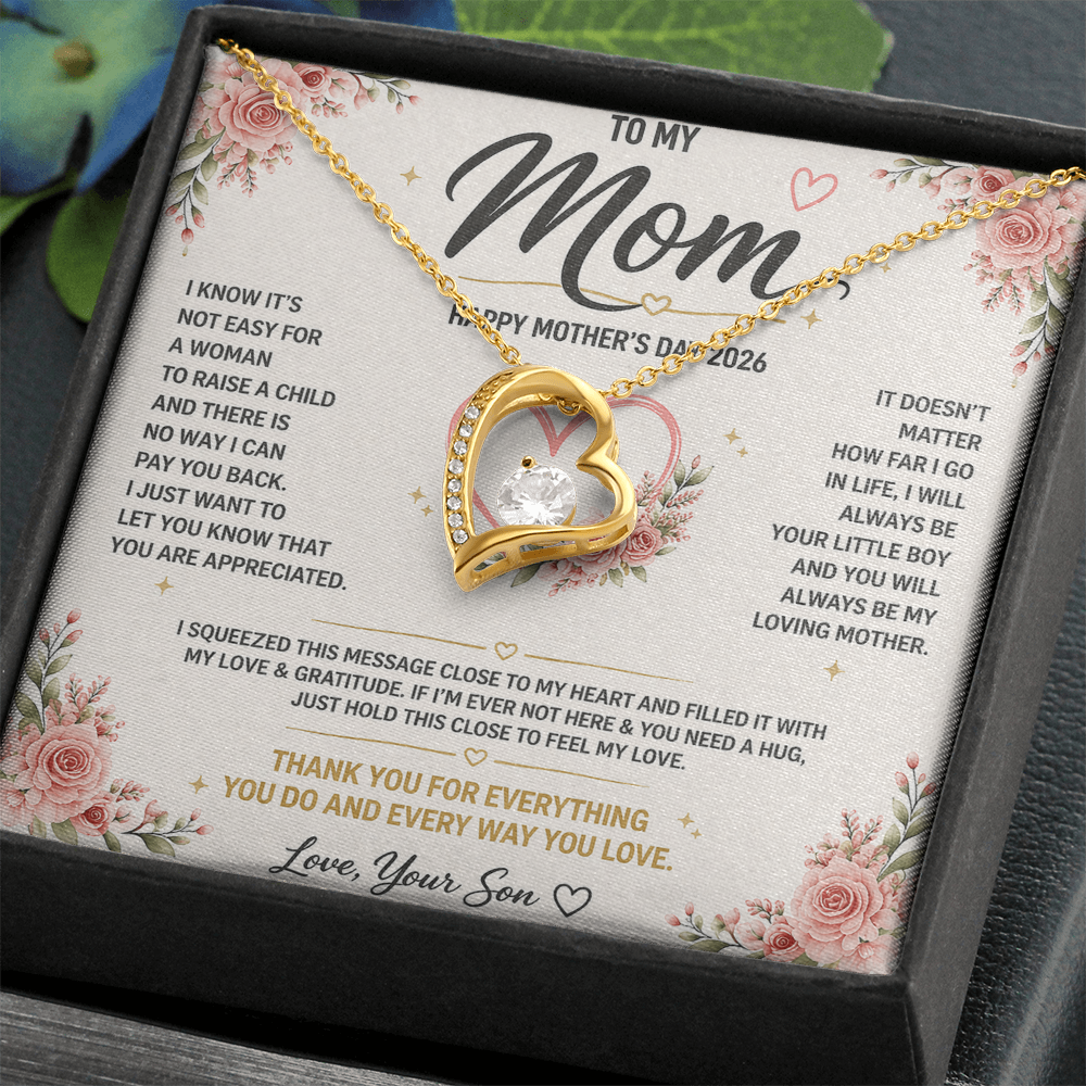 Customizable LED Necklace Gift Set for Mom | Mother's Day Heart Necklace