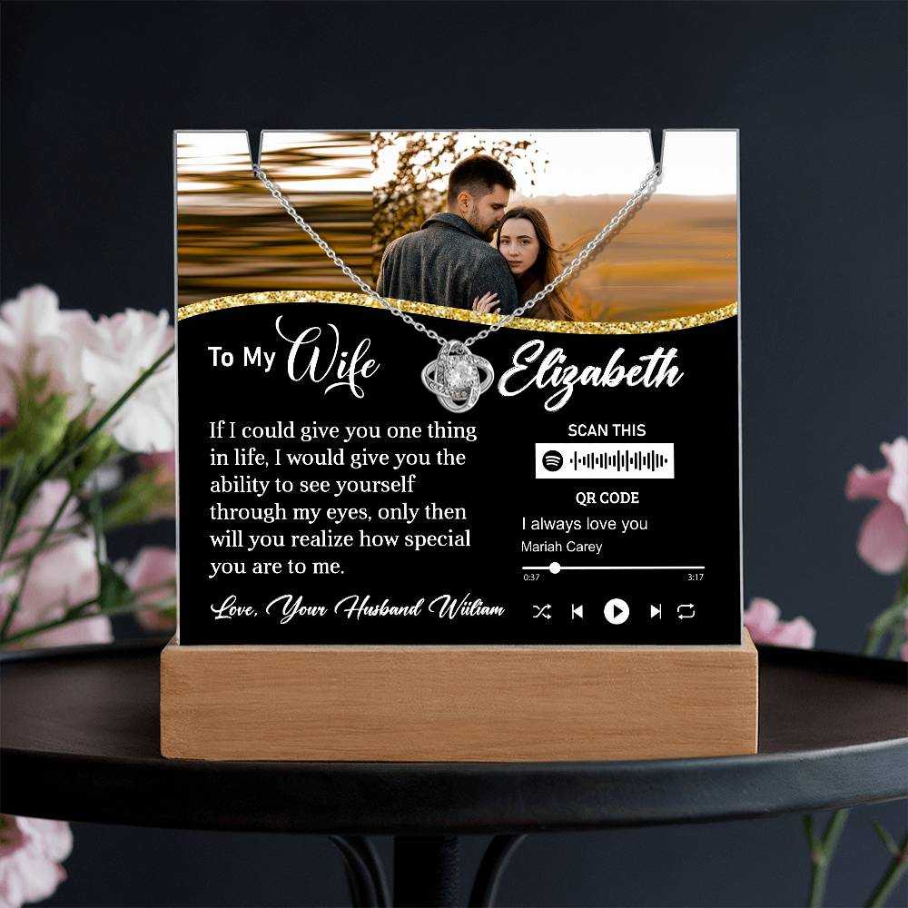 wife - Keepsake Acrylic Bundle - Night Light Stand - Keepsake Memory - Music code gifts - Romantic gift - Love Expression - Ambient Relax Atmosphere