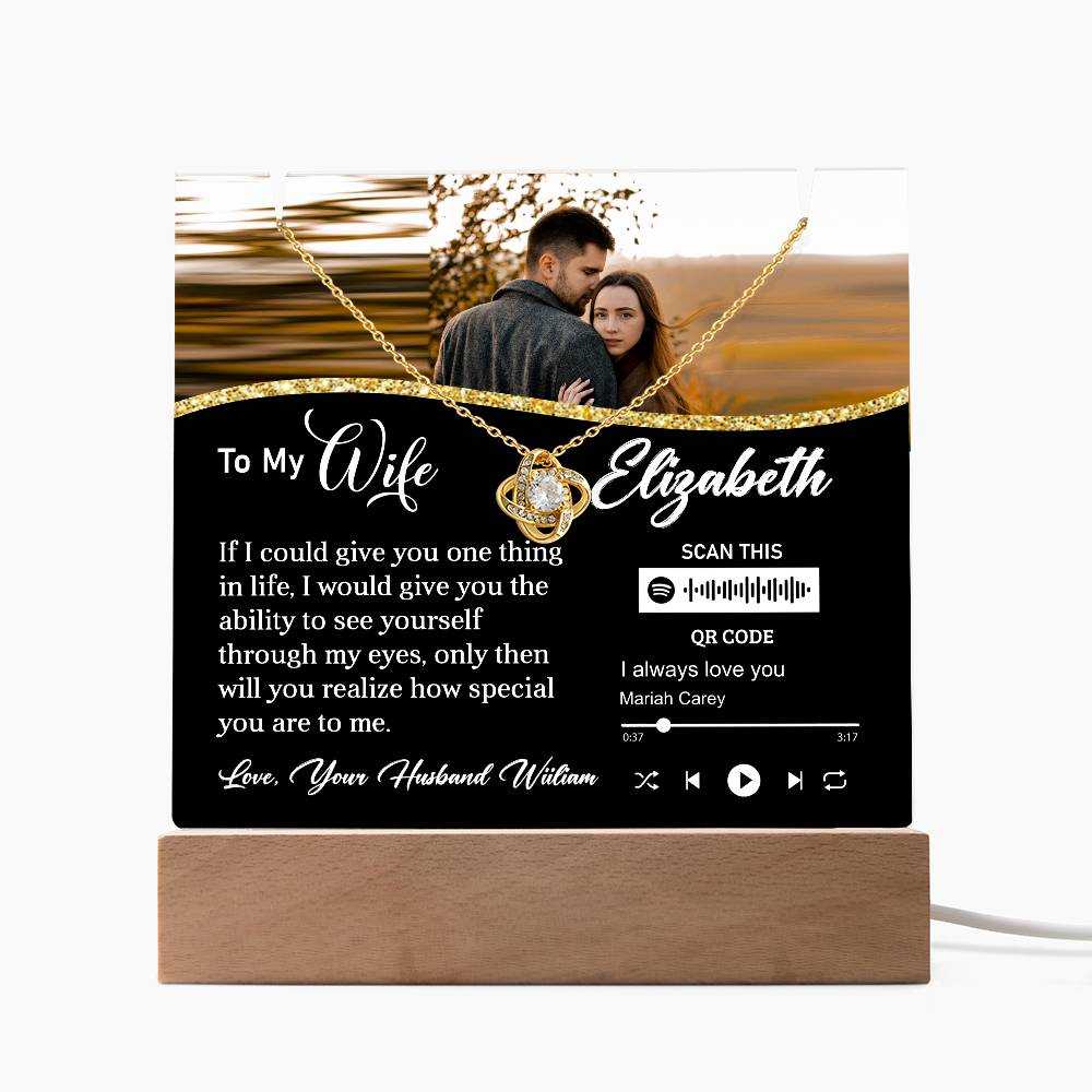 wife - Keepsake Acrylic Bundle - Night Light Stand - Keepsake Memory - Music code gifts - Romantic gift - Love Expression - Ambient Relax Atmosphere