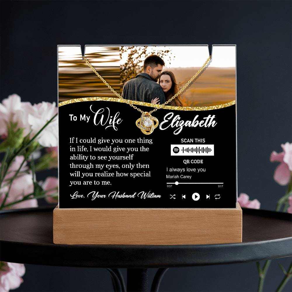 wife - Keepsake Acrylic Bundle - Night Light Stand - Keepsake Memory - Music code gifts - Romantic gift - Love Expression - Ambient Relax Atmosphere