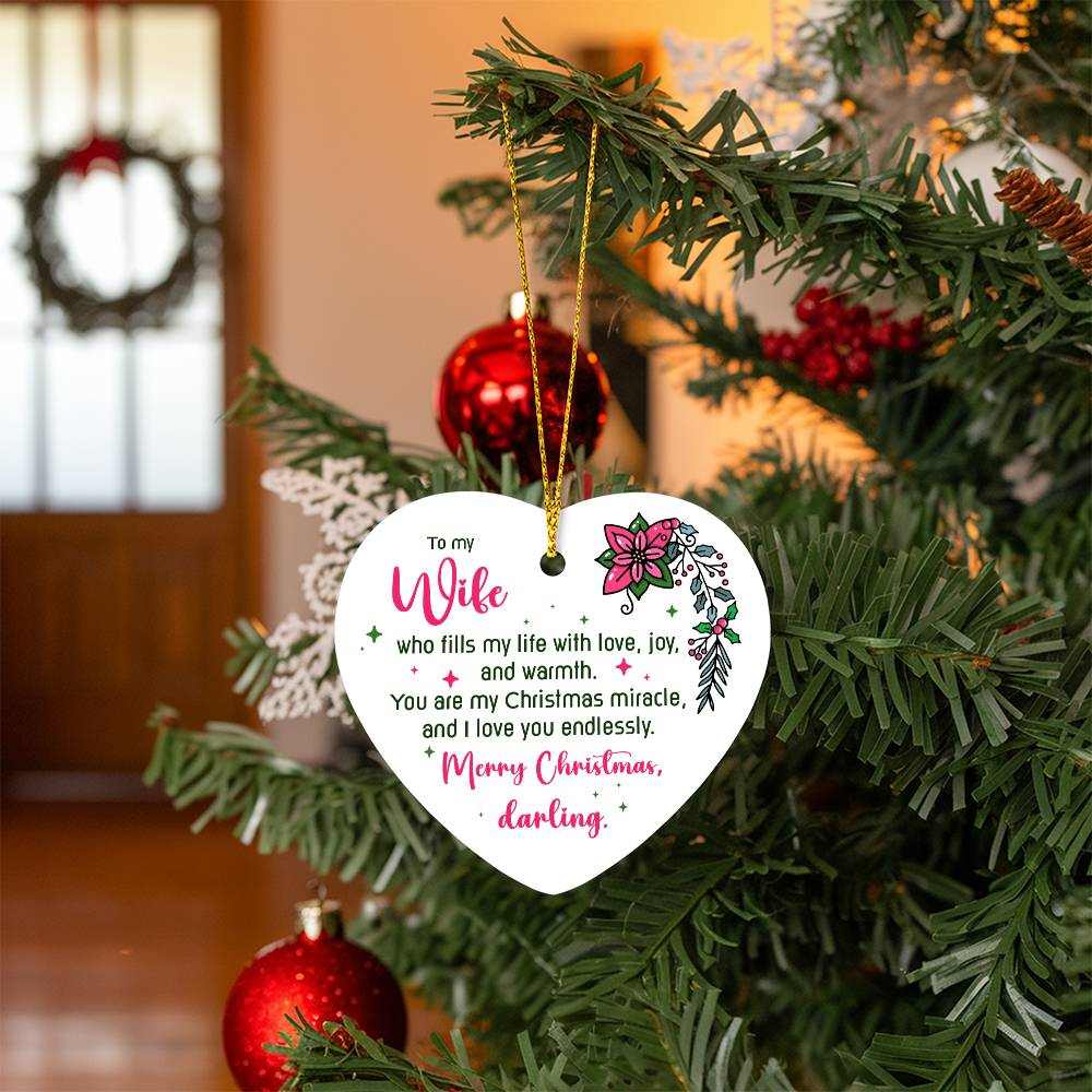 Wife High Gloss Heart Ornament - Free Shipping