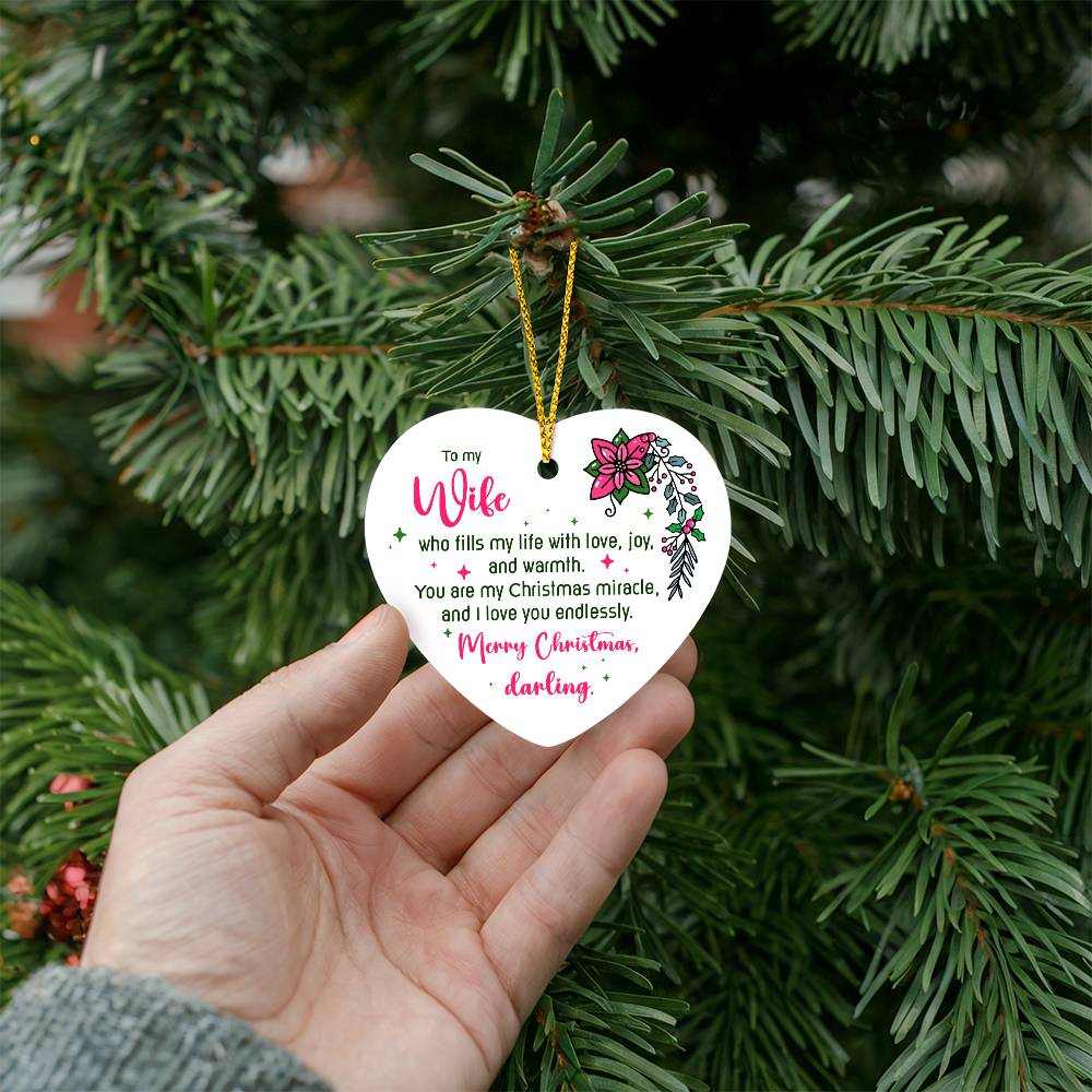 Wife High Gloss Heart Ornament - Free Shipping