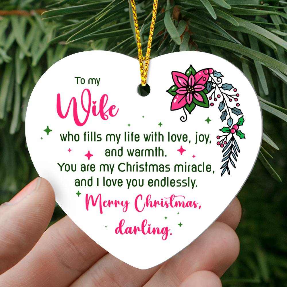 Wife High Gloss Heart Ornament - Free Shipping