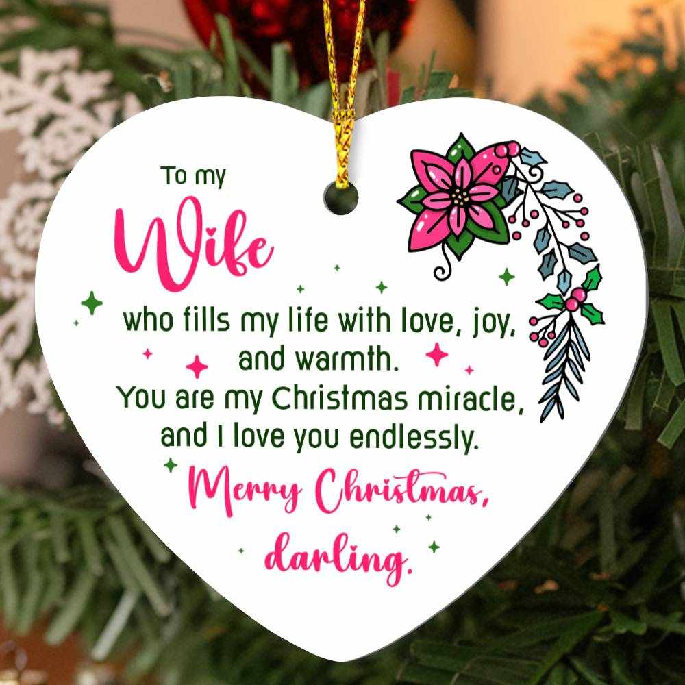 Wife High Gloss Heart Ornament - Free Shipping