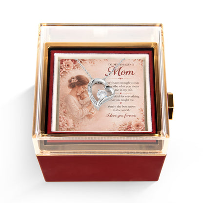 Eternal Rose Jewelry Box Necklace Gift Set – Mother's Day Gift for Mom, Romantic Rose Jewelry Box