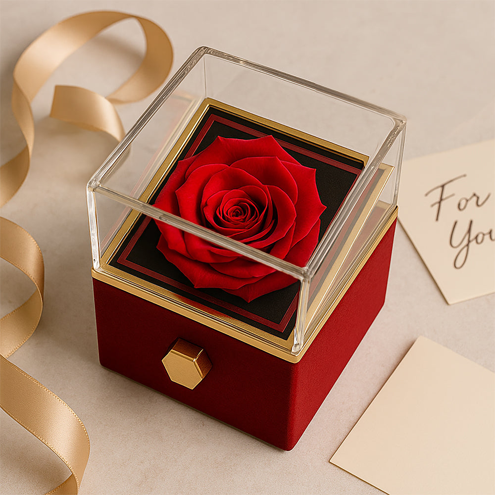 Eternal Rose Jewelry Box Necklace Gift Set – Mother's Day Gift for Mom, Romantic Rose Jewelry Box