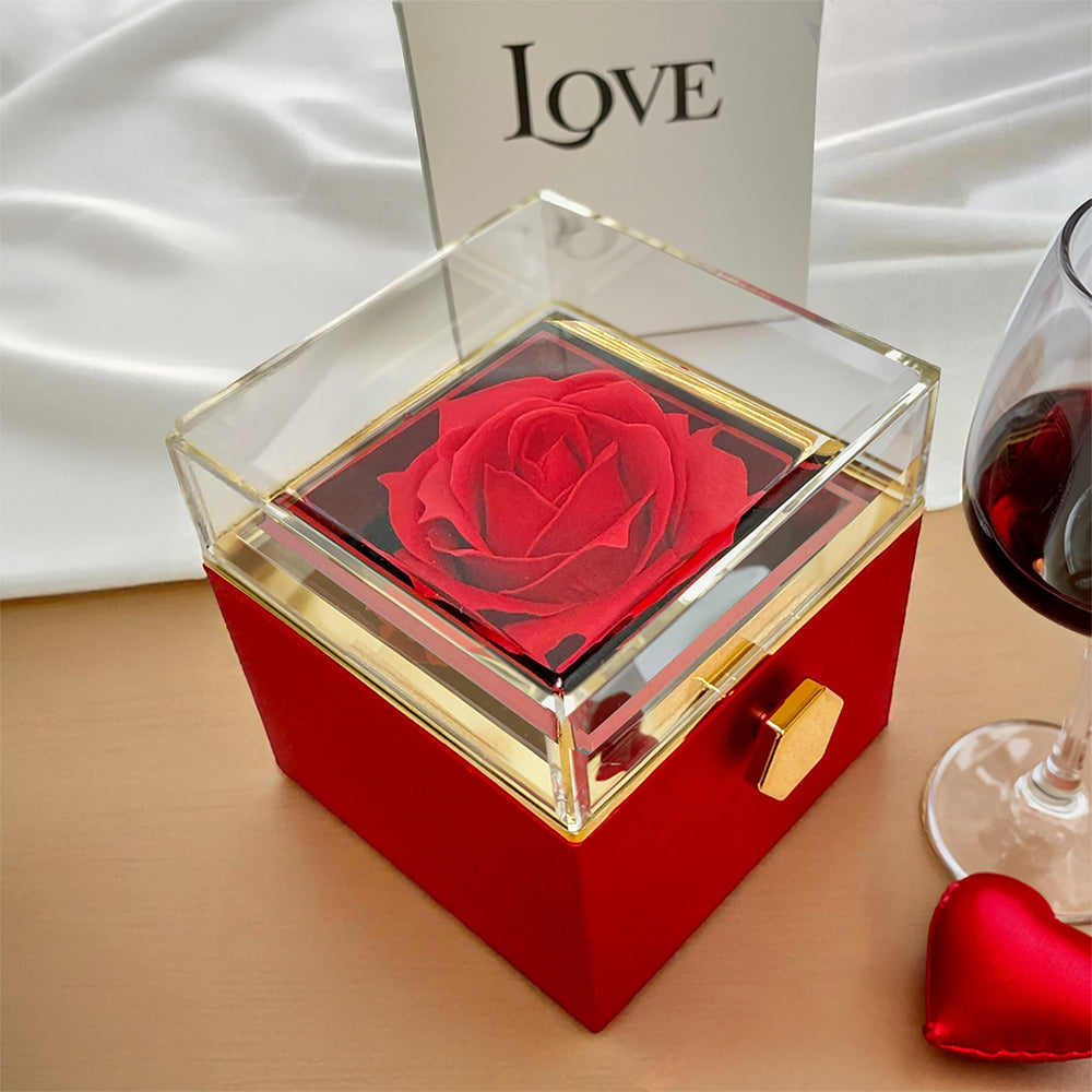 Eternal Rose Jewelry Box Necklace Gift Set – Mother's Day Gift for Mom, Romantic Rose Jewelry Box