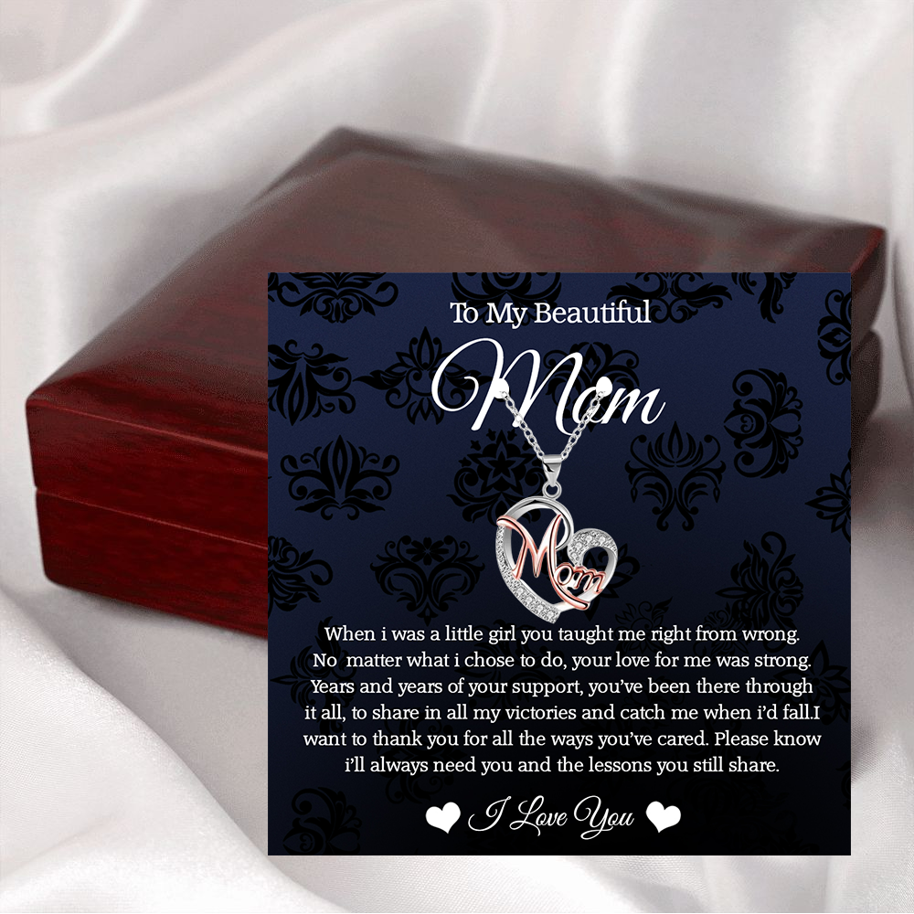 MOM Necklace with word MOM and diamond around it. - STM003 - Real Gifts Of Love
