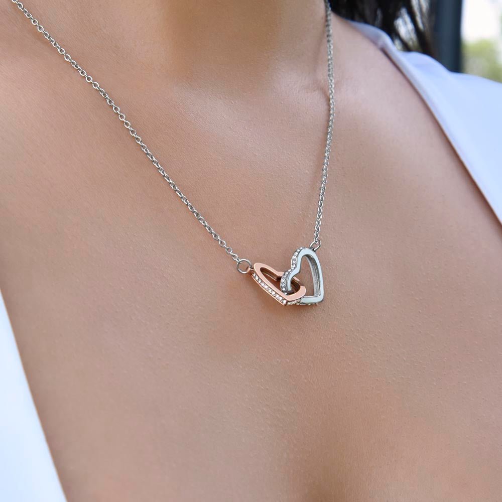Interlocking Heart Necklace - To my Mom - Its difficult to raise a MAN - Real Gifts Of Love
