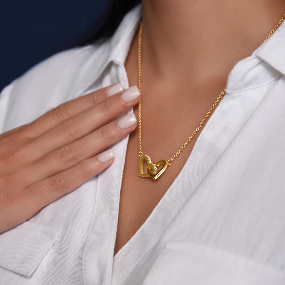 Interlocking Heart Necklace - To my Mom - Its difficult to raise a MAN - Real Gifts Of Love
