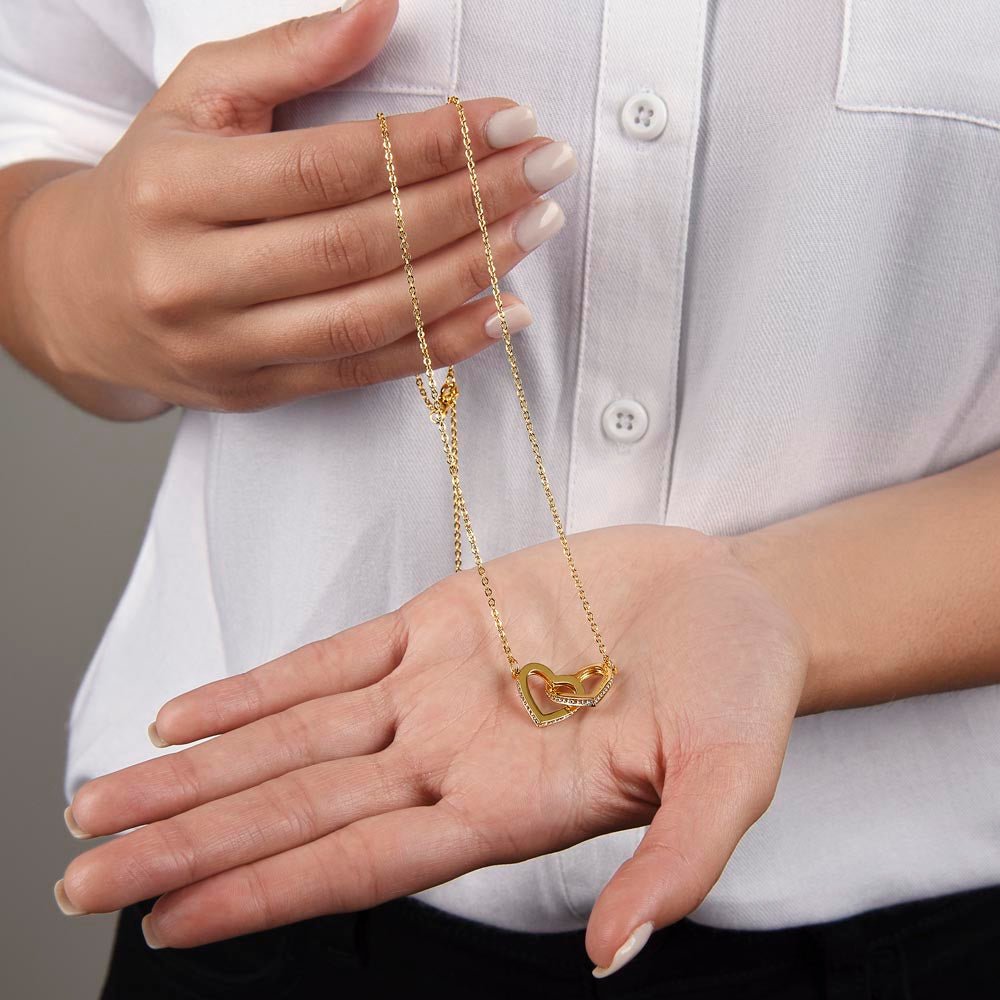 Interlocking Heart Necklace - To my Mom - Its difficult to raise a MAN - Real Gifts Of Love