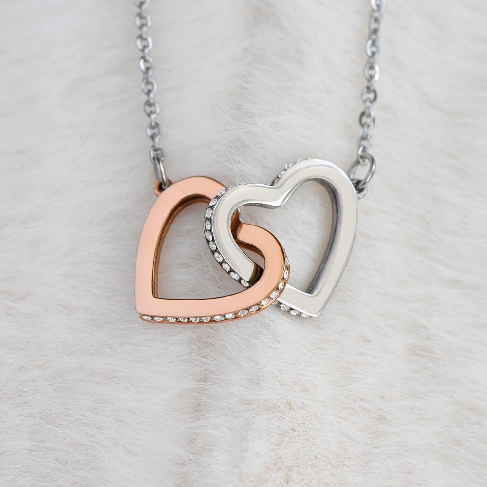 Interlocking Heart Necklace - To my Mom - Its difficult to raise a MAN - Real Gifts Of Love