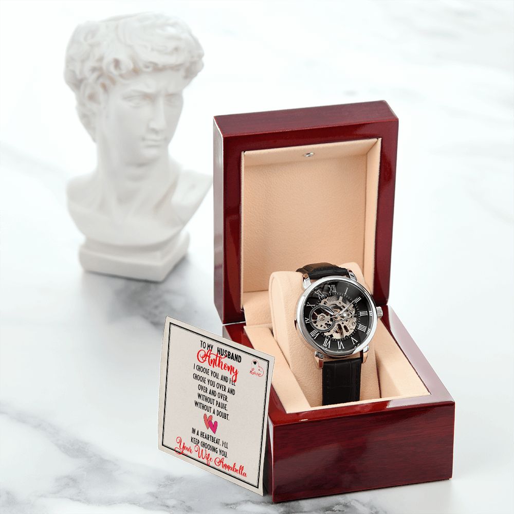 Luxury Watch With Message To My Husband Anthony - from your wife Annabella - Real Gifts Of Love