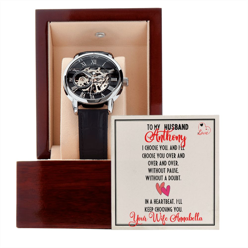 Luxury Watch With Message To My Husband Anthony - from your wife Annabella - Real Gifts Of Love