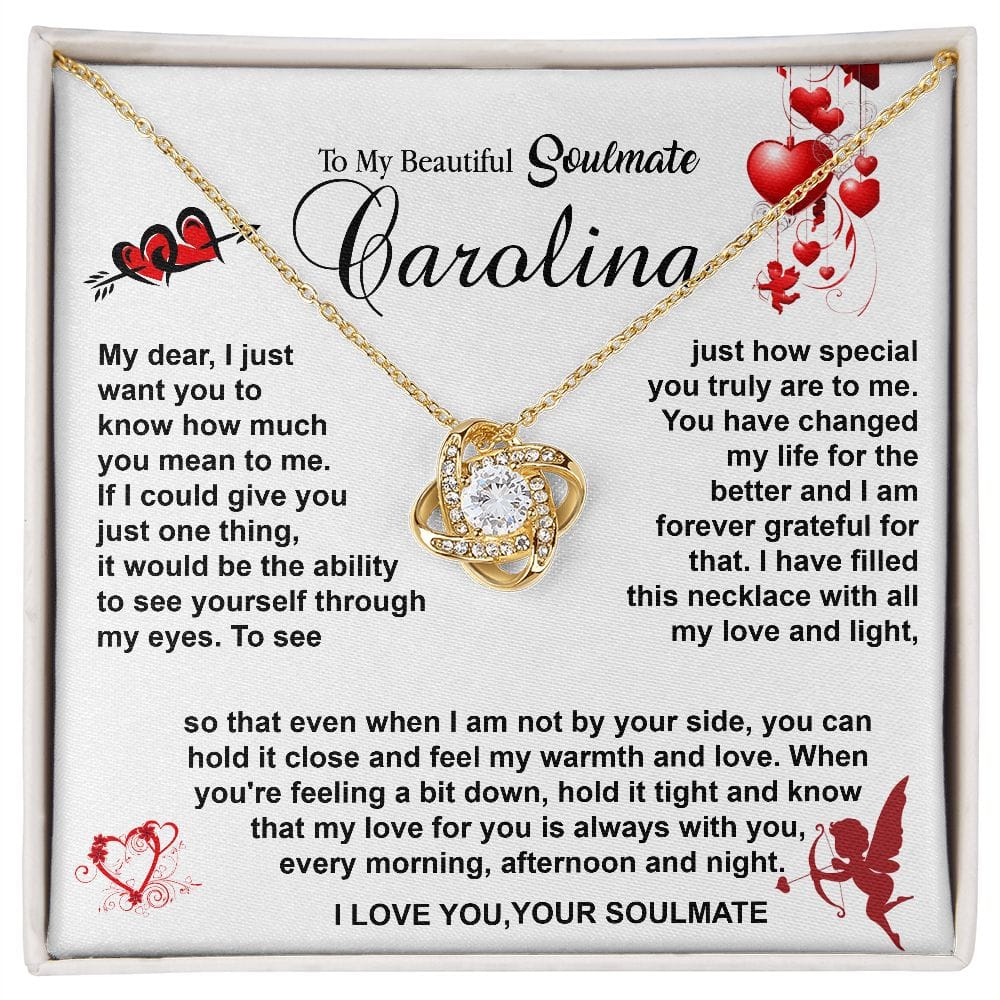 Personalize - To My Beautiful Soulmate - Hugging this necklace to feel my love. - Real Gifts Of Love
