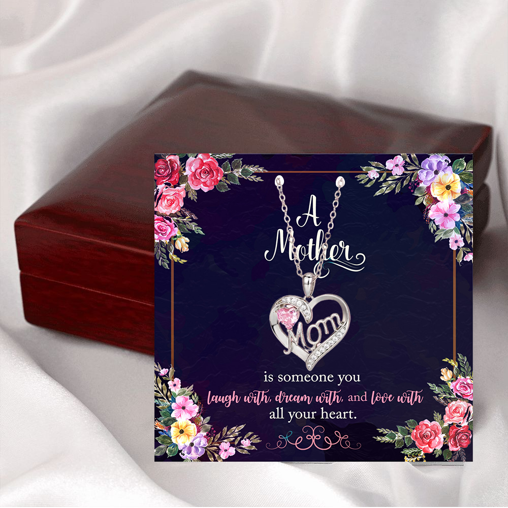 MOM letter Necklace with 6 color - Present in Mahogany Luxury Box along with Message Card - STM132 - - Real Gifts Of Love