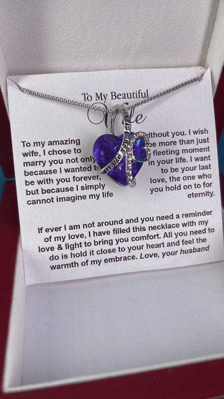 To my beautiful Wife, Hugging this necklace to feel my love - Blue Heart - Come with mahogany teakwood Luxury box. Ready for Valentines - Real Gifts Of Love