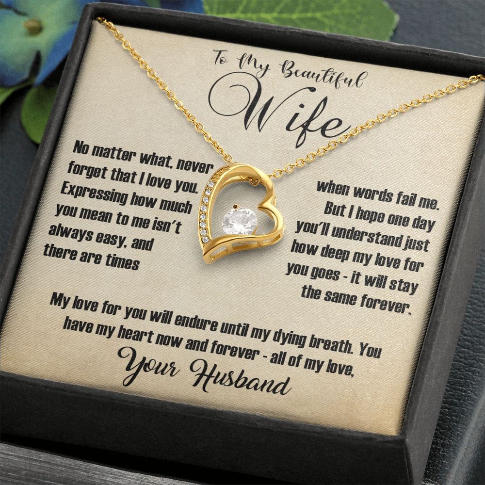 Wife - No matter What - Forever Love Necklace - Gold background 3 - Real Gifts Of Love