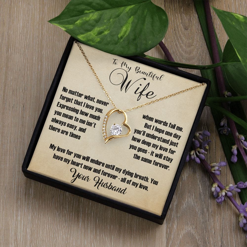 Wife - No matter What - Forever Love Necklace - Gold background 3 - Real Gifts Of Love