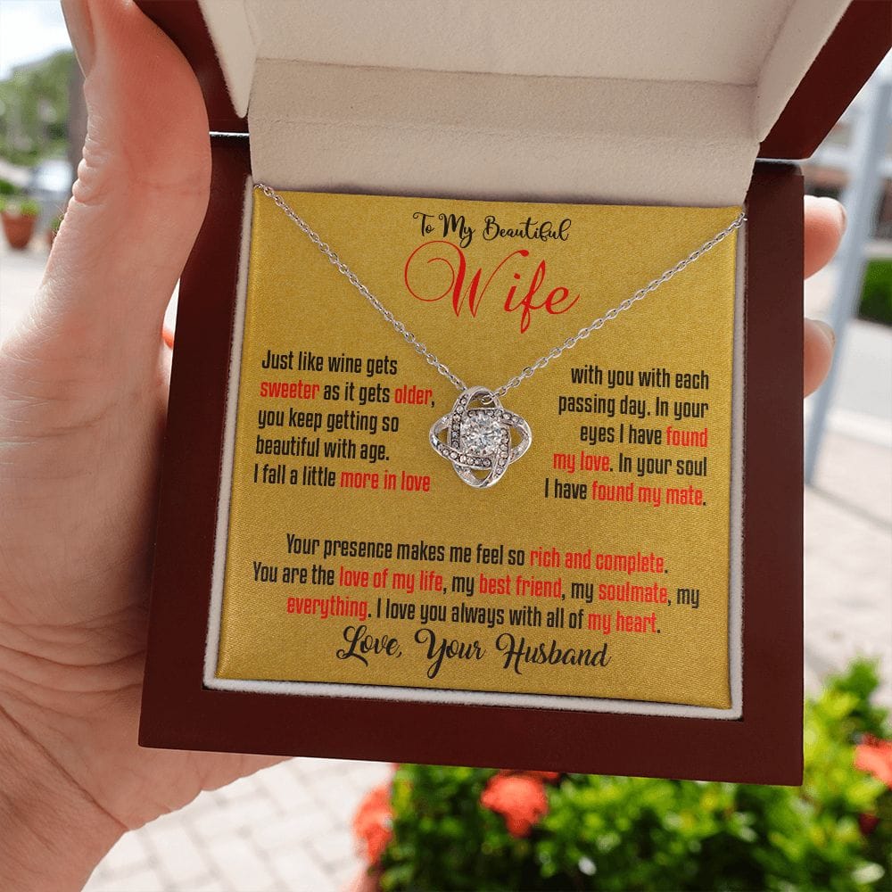 Wife - Wine gets sweeter with age. Gold 2 Background - Real Gifts Of Love